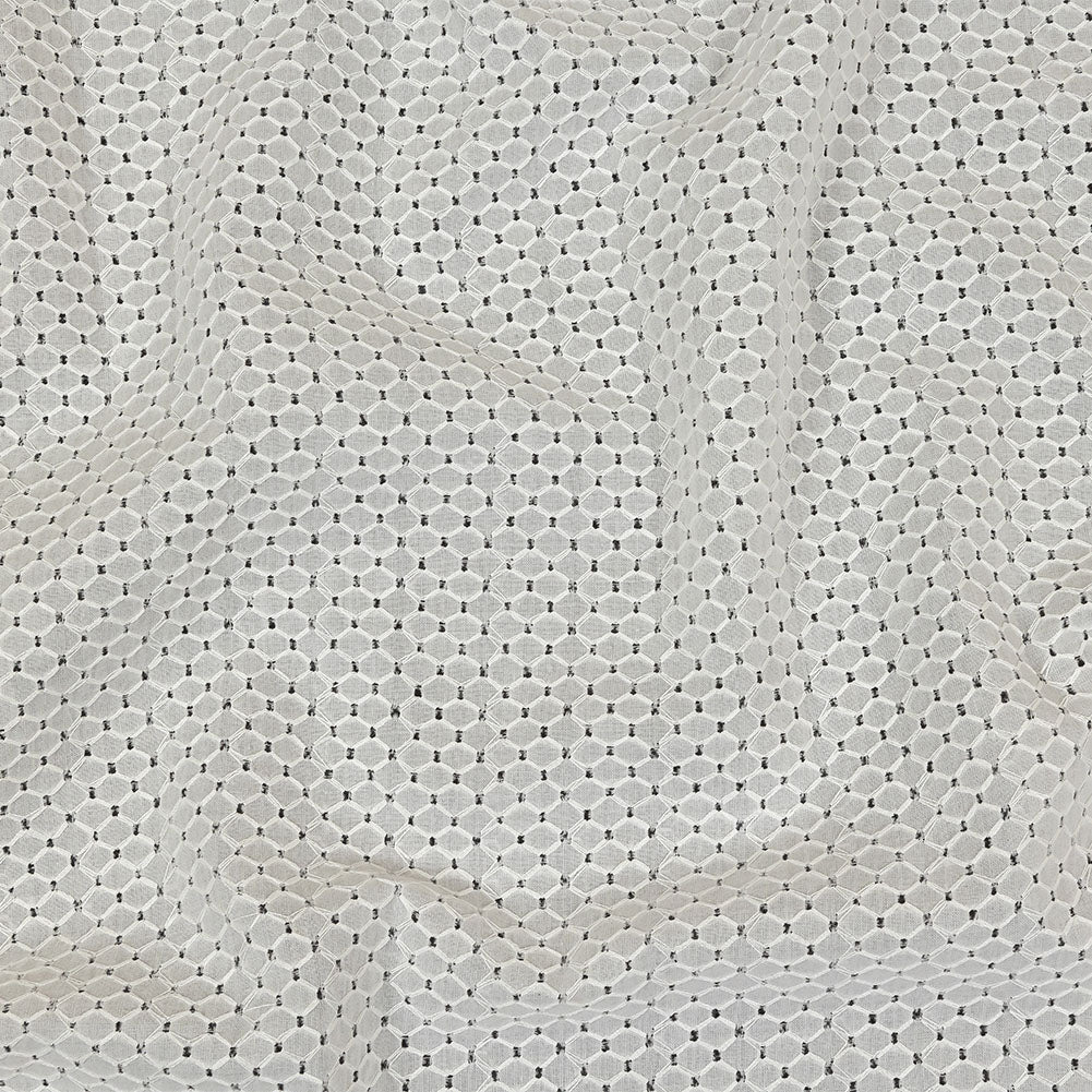 White Diamond Lattice Embroidered Cotton Voile White Diamond Lattice Embroidered Cotton Voile