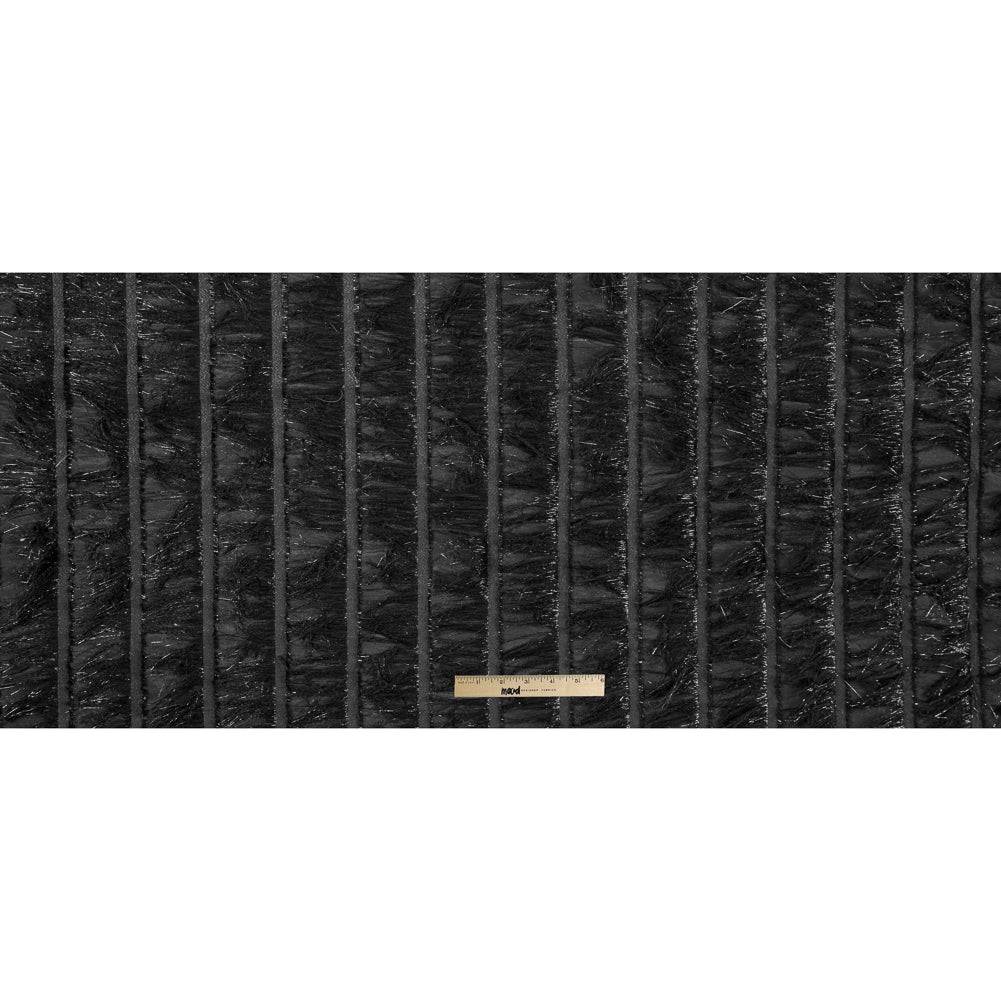 Black Metallic Eyelash Fringed Novelty Woven Full Black Metallic Eyelash Fringed Novelty Woven Full
