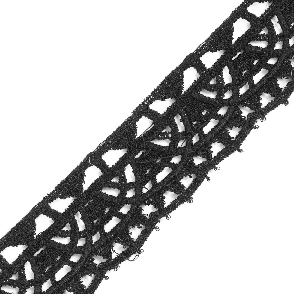 Black Venise Lace Trim - 1.625 - Detail Black Venise Lace Trim - 1.625 - Detail
