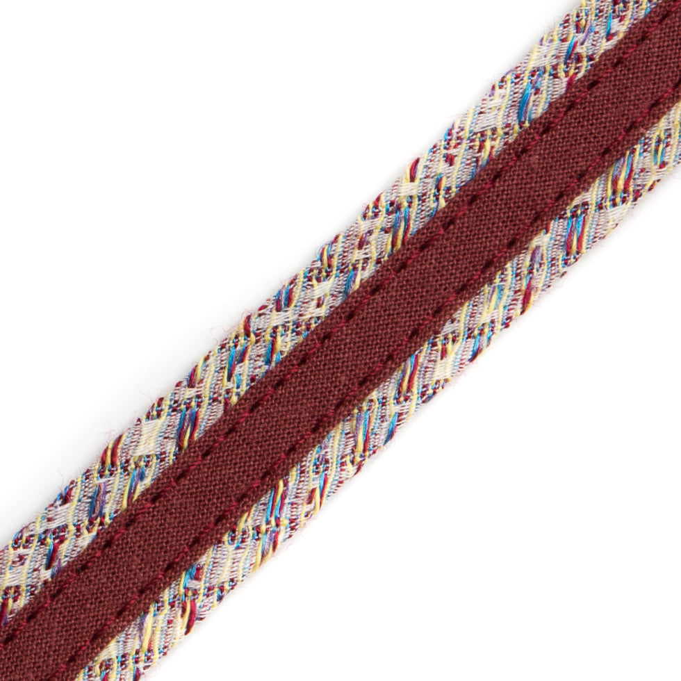 Italian Red Woven Fabric Trim - 0.625" Detail Italian Red Woven Fabric Trim - 0.625" Detail