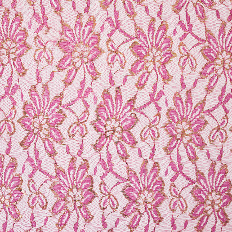 MetallicGold/Pink Fine Floral Lace w/ Scalloped Edges MetallicGold/Pink Fine Floral Lace w/ Scalloped Edges