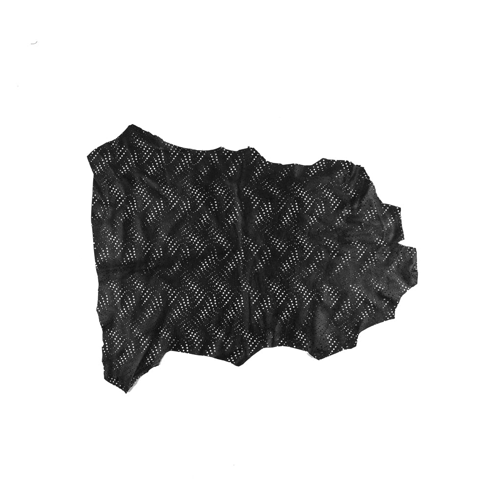 Small Black Abstract Perforated Lamb Leather Small Black Abstract Perforated Lamb Leather