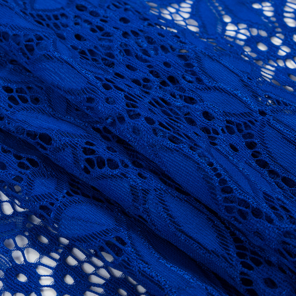 Royal Blue Floral Stretch Lace - Folded Royal Blue Floral Stretch Lace - Folded