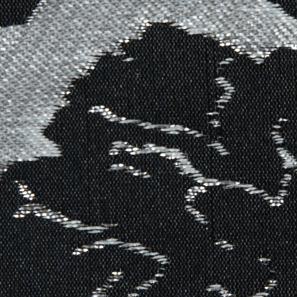 Metallic Silver/Taupe Floral Polyester Brocade - Detail Metallic Silver/Taupe Floral Polyester Brocade - Detail