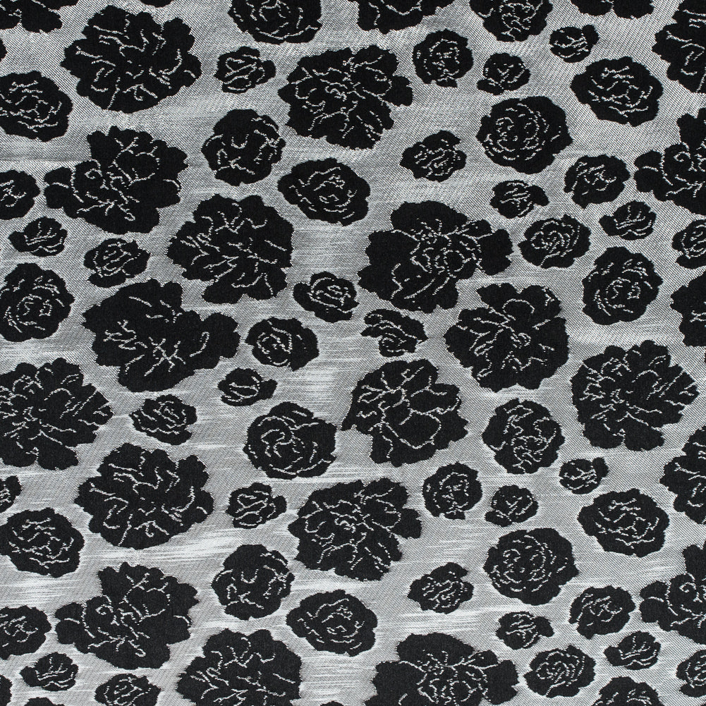 Metallic Silver/Taupe Floral Polyester Brocade Metallic Silver/Taupe Floral Polyester Brocade