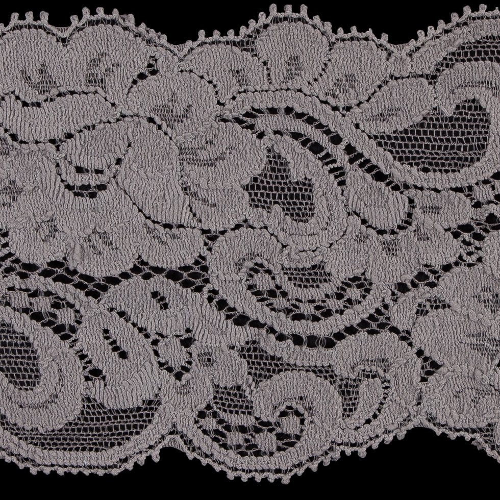 Gray Stretch Lace Trim - 3" Detail Gray Stretch Lace Trim - 3" Detail
