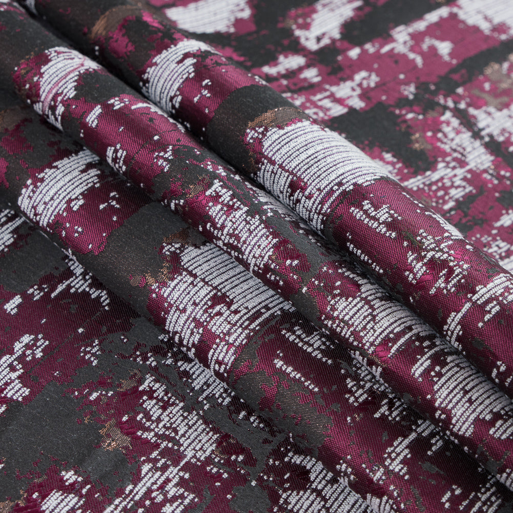 Maroon and Copper Abstract Metallic Jacquard Detail Maroon and Copper Abstract Metallic Jacquard Detail
