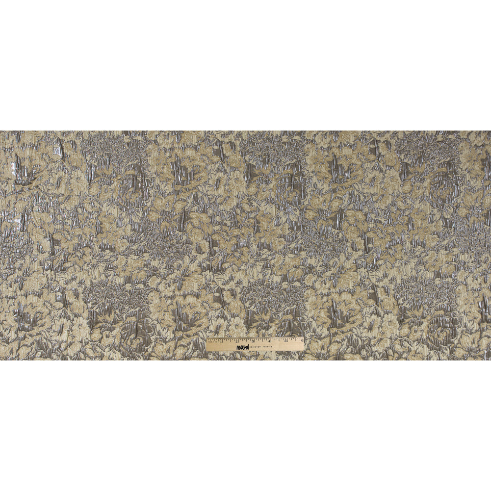 Khaki, Cream and Steel Gray Abstract Floral Metallic Brocade/Jacquard Folded Khaki, Cream and Steel Gray Abstract Floral Metallic Brocade/Jacquard Folded