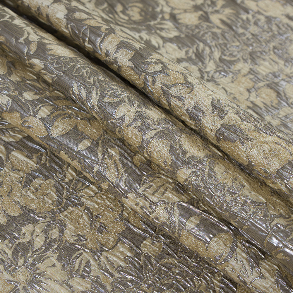 Khaki, Cream and Steel Gray Abstract Floral Metallic Brocade/Jacquard Detail Khaki, Cream and Steel Gray Abstract Floral Metallic Brocade/Jacquard Detail