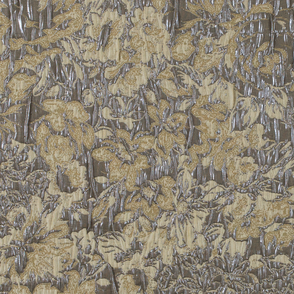 Khaki, Cream and Steel Gray Abstract Floral Metallic Brocade/Jacquard Khaki, Cream and Steel Gray Abstract Floral Metallic Brocade/Jacquard