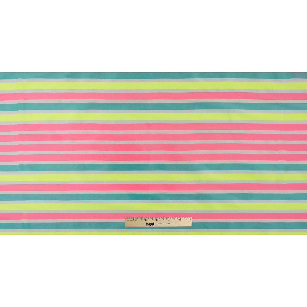 Striped Taffeta - Fluorescent Pink Folded Striped Taffeta - Fluorescent Pink Folded
