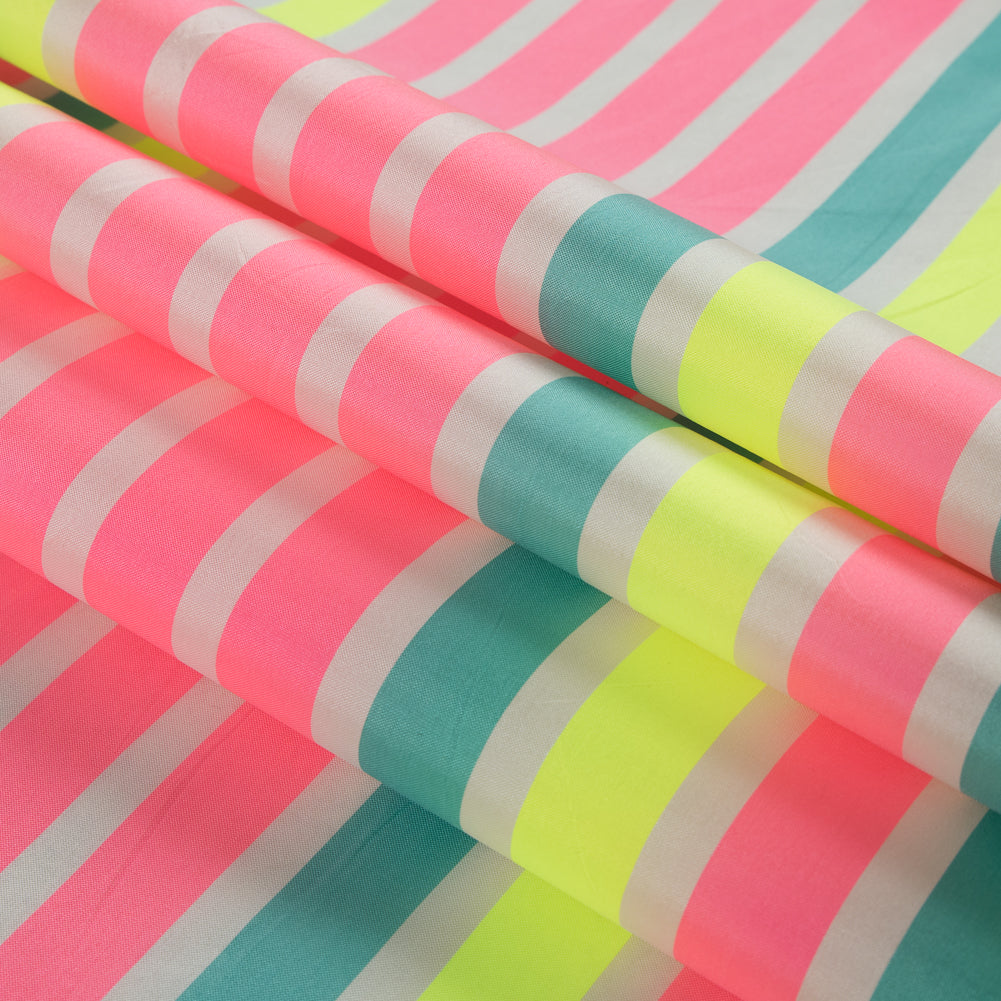 Striped Taffeta - Fluorescent Pink Striped Taffeta - Fluorescent Pink