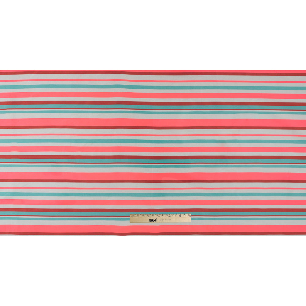 Sea Green and Neon Pink Striped Taffeta - Full Sea Green and Neon Pink Striped Taffeta - Full