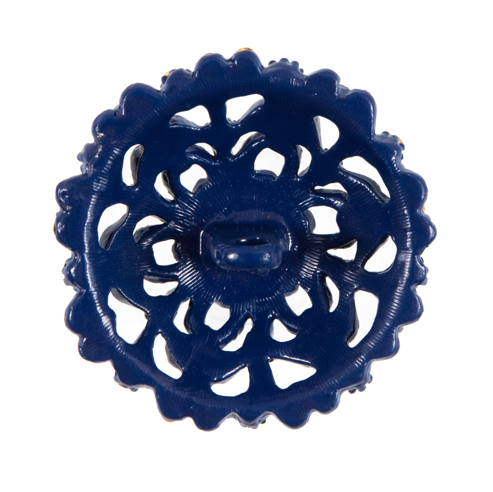Navy Rhinestone Metal Button - 54L/34mm Detail Navy Rhinestone Metal Button - 54L/34mm Detail