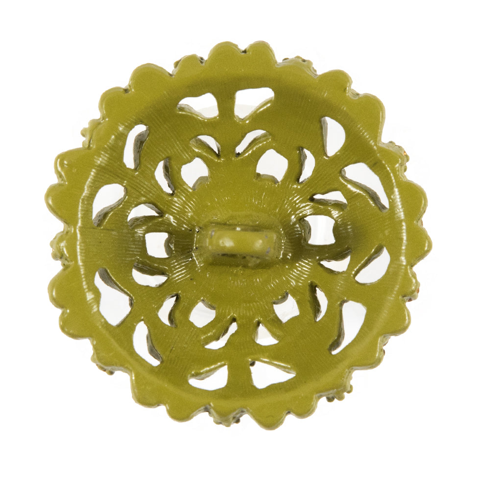 Olive Rhinestone Metal Button - 54L/34mm - Detail Olive Rhinestone Metal Button - 54L/34mm - Detail