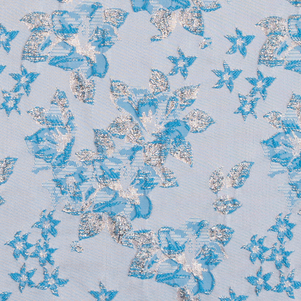 Metallic Pale Gold/Blue Floral Brocade Metallic Pale Gold/Blue Floral Brocade