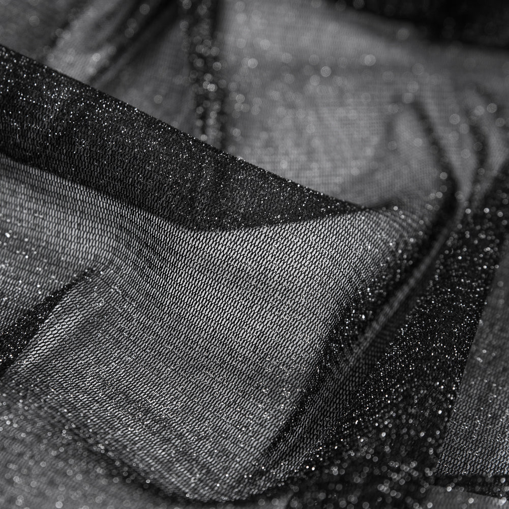 Italian Black Stretch Metallic Mesh Full Italian Black Stretch Metallic Mesh Full