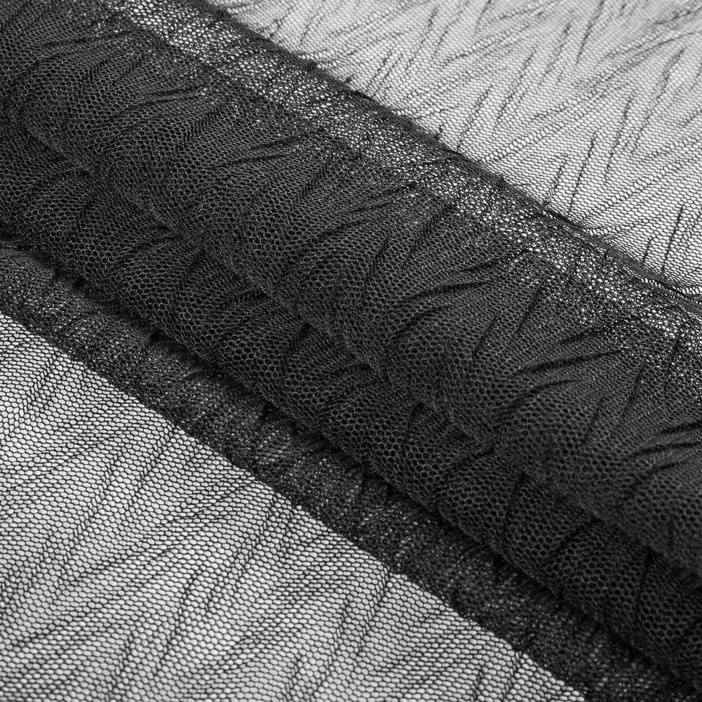 Black Herringbone Stretch Mesh Folded Black Herringbone Stretch Mesh Folded