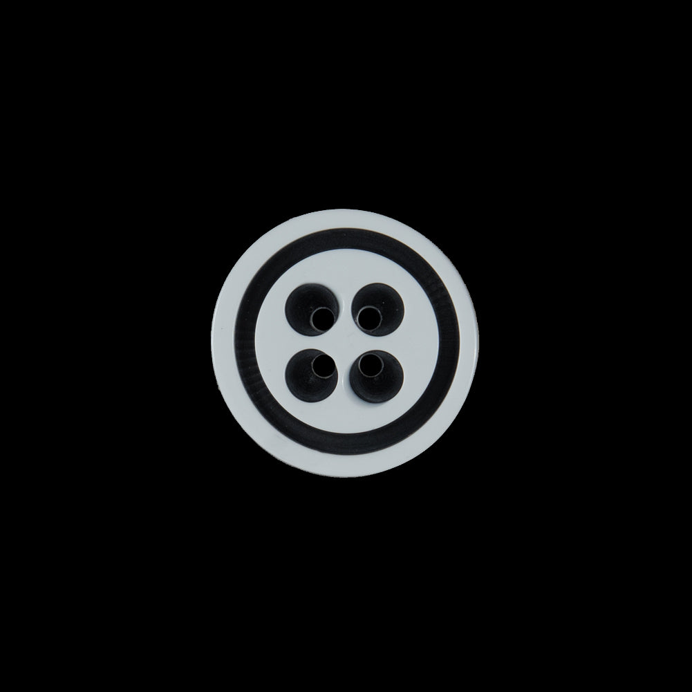 White and Black Plastic 4-Hole Button - 24L/15mm White and Black Plastic 4-Hole Button - 24L/15mm