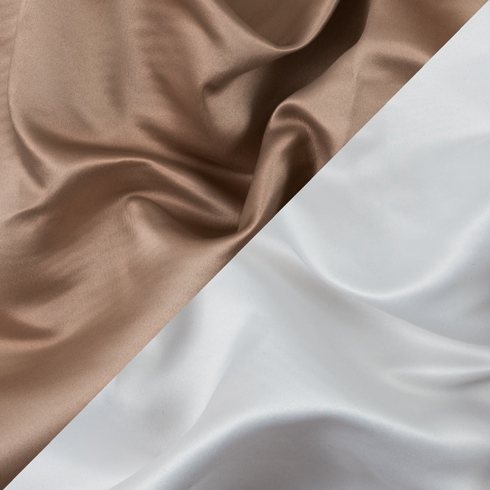Tan and White Two-Tone Double Duchesse Satin Tan and White Two-Tone Double Duchesse Satin