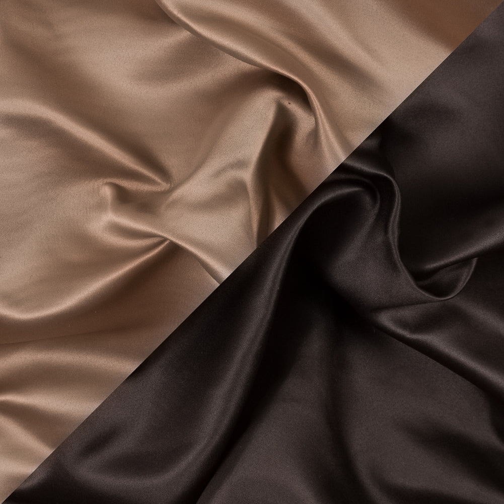 Brown and Tan Two-Tone Double Duchesse Satin Brown and Tan Two-Tone Double Duchesse Satin