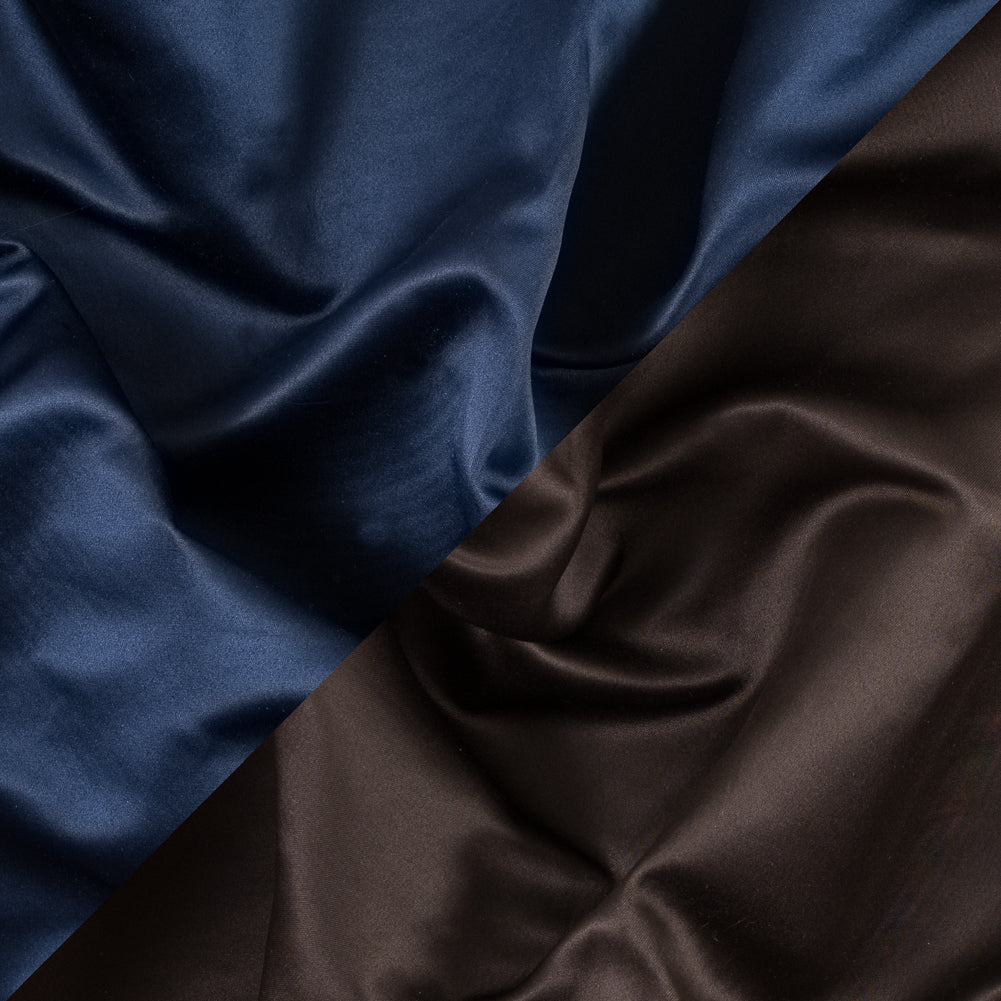 Brown and Navy Two-Tone Double Duchesse Satin Brown and Navy Two-Tone Double Duchesse Satin