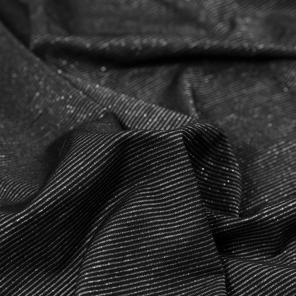 Black and Metallic Silver Striped Stretch Nylon Jersey Detail Black and Metallic Silver Striped Stretch Nylon Jersey Detail