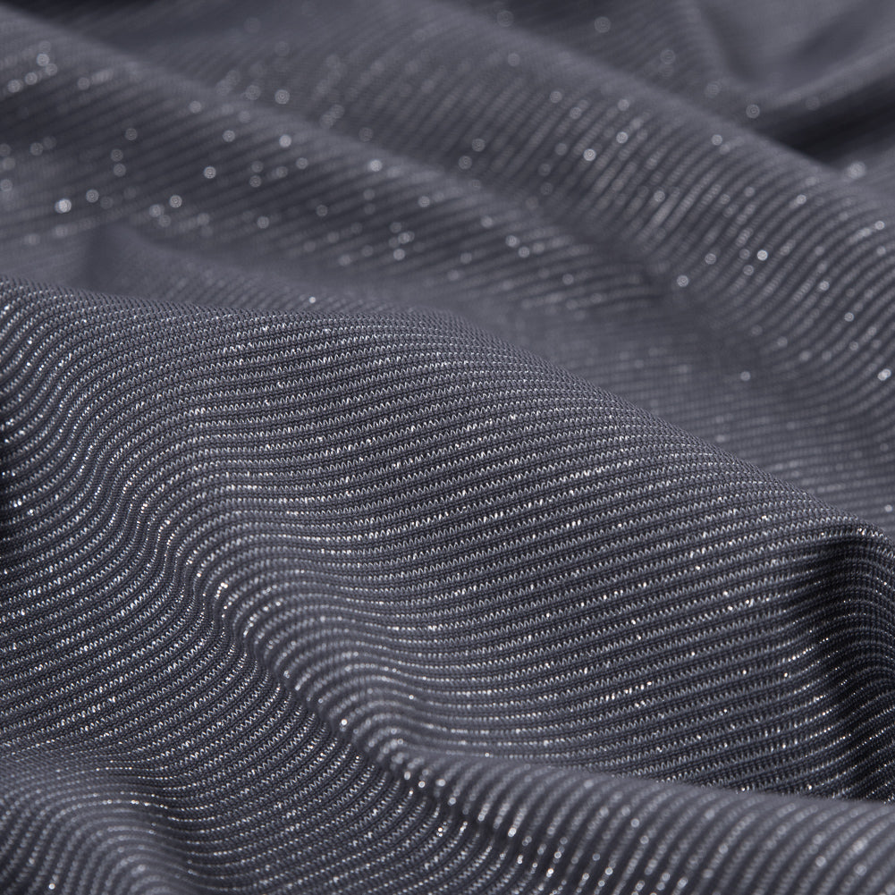 Gray and Metallic Silver Striped Rib Knit - Detail Gray and Metallic Silver Striped Rib Knit - Detail