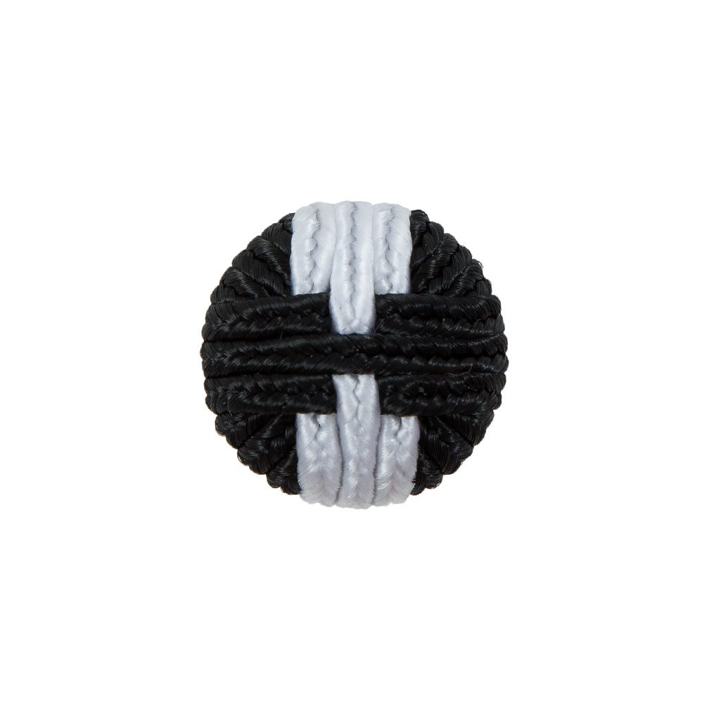 Black & White Fabric Covered Button with Fancy Face - 33L/21mm Black & White Fabric Covered Button with Fancy Face - 33L/21mm