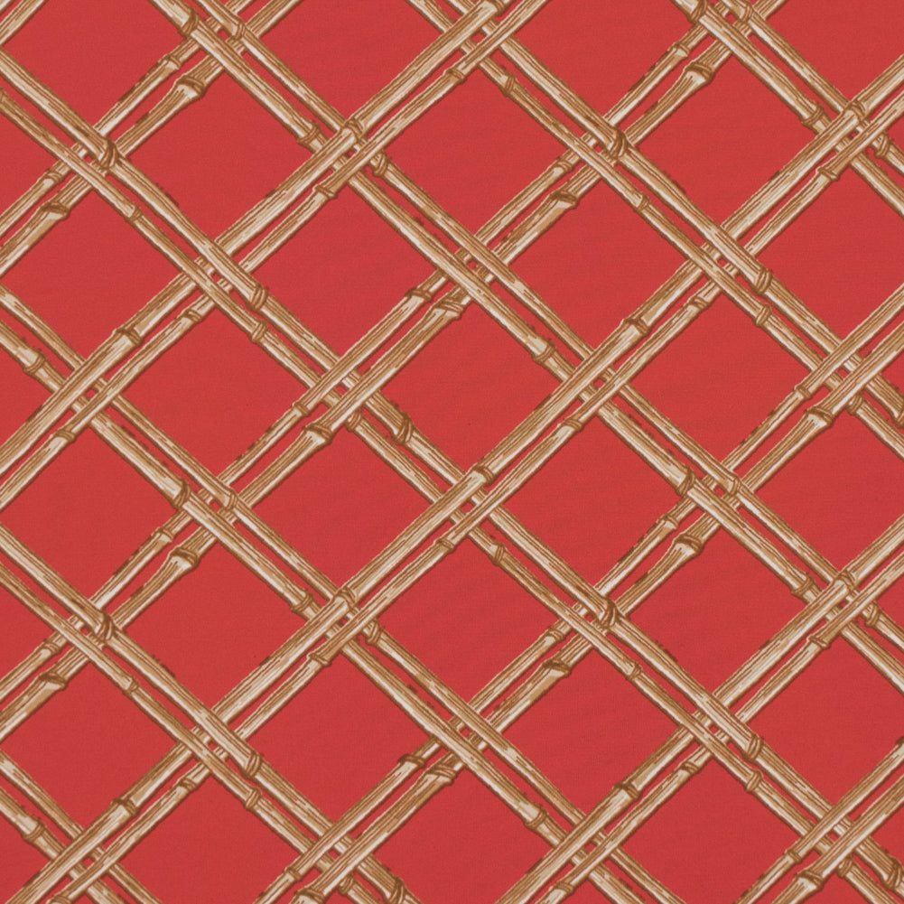 Fiesta Orange and Taffy Bamboo Printed Polyester Jersey Fiesta Orange and Taffy Bamboo Printed Polyester Jersey