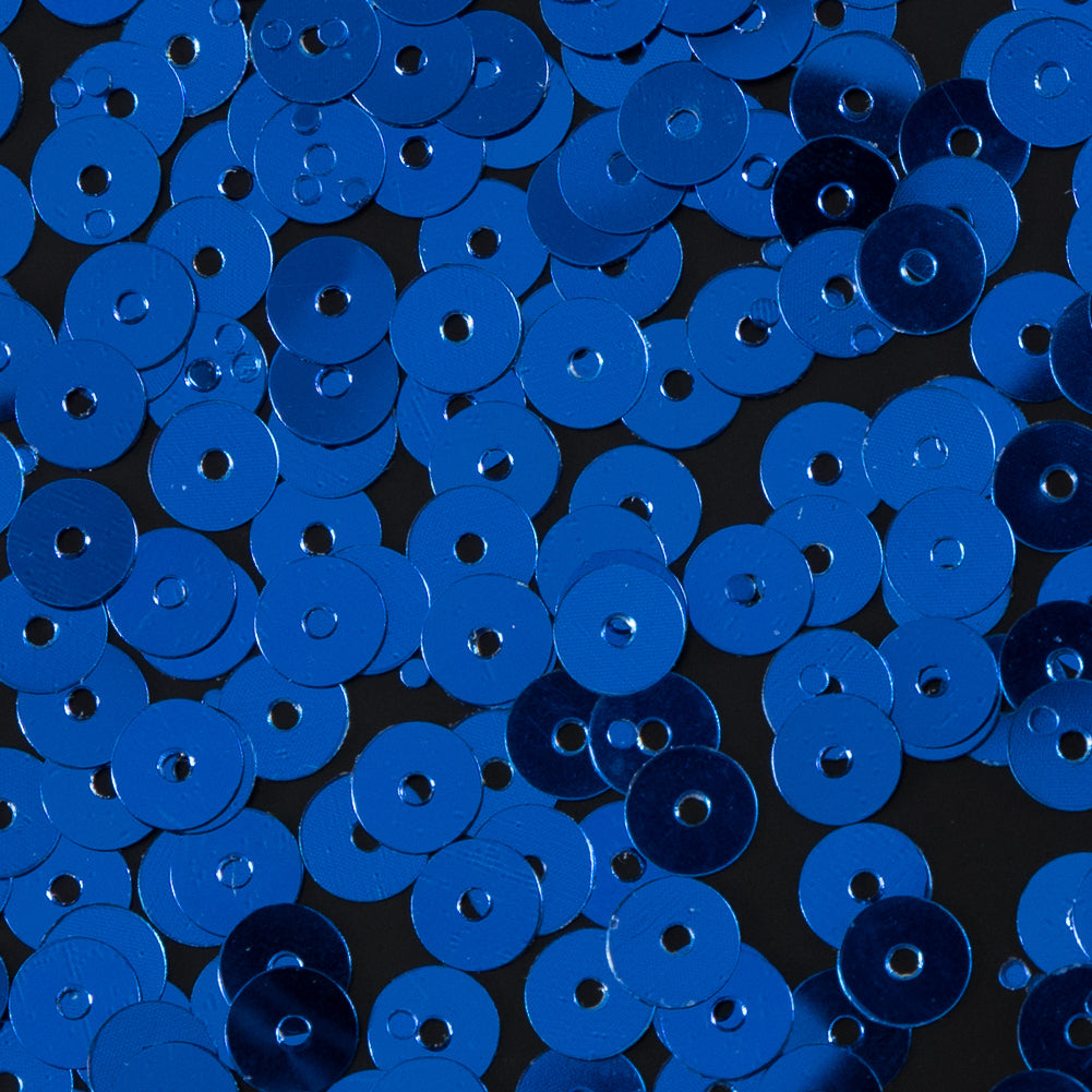 Bag of Blue Color Loose Sequins with Silver Back - 5mm - Detail Bag of Blue Color Loose Sequins with Silver Back - 5mm - Detail