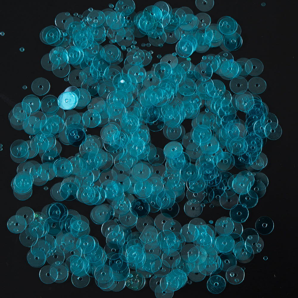 Bag of Turquoise Transparent Bright Loose Sequins - 6mm Bag of Turquoise Transparent Bright Loose Sequins - 6mm