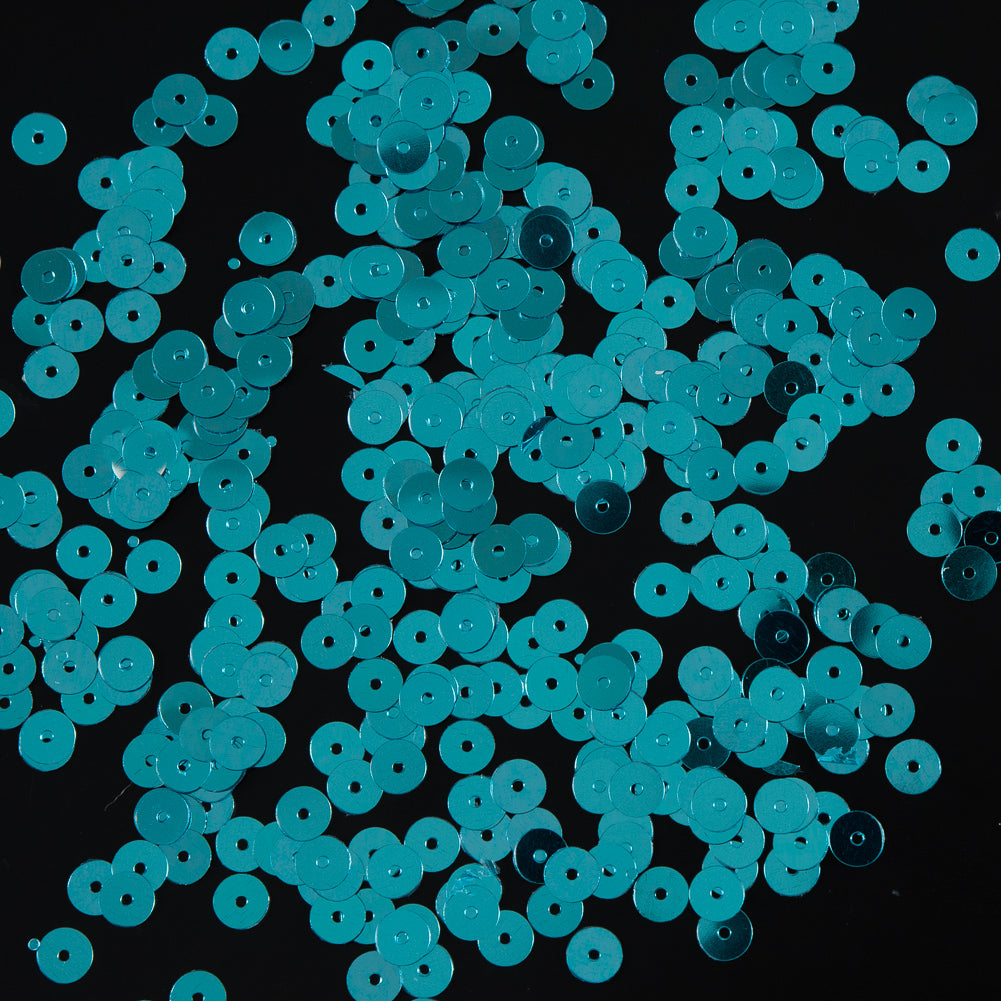 Bag of Turquoise Color Loose Sequins with Silver Back - 6mm Bag of Turquoise Color Loose Sequins with Silver Back - 6mm