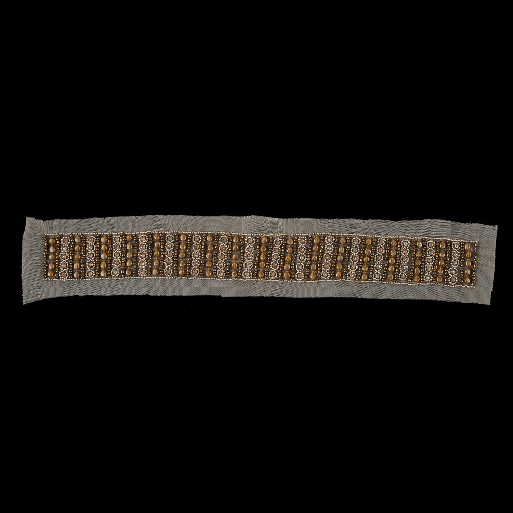 Gold Mesh Beaded & Rhinestone Applique - 18" Gold Mesh Beaded & Rhinestone Applique - 18"