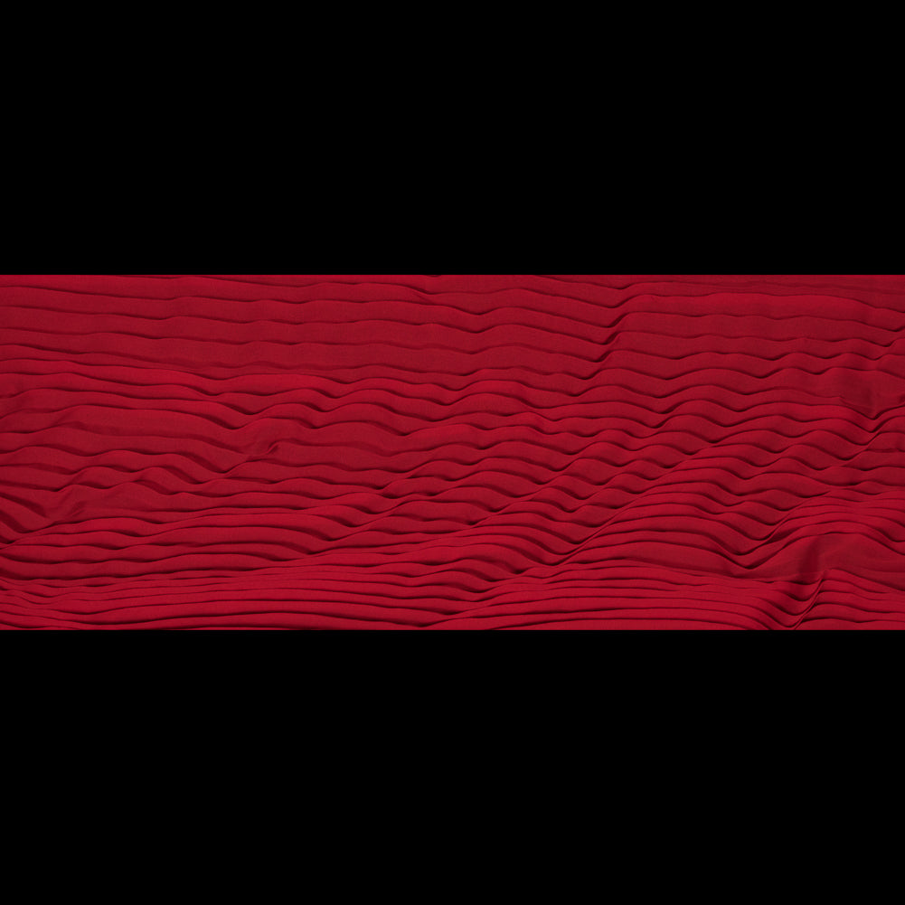 Accordion Pleated Chiffon - Tomato Red - Etereo Collection Folded Accordion Pleated Chiffon - Tomato Red - Etereo Collection Folded