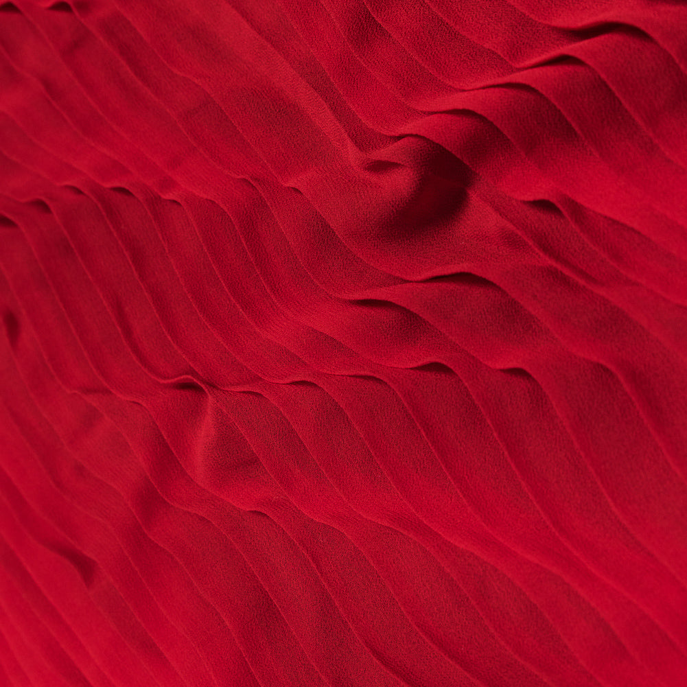 Accordion Pleated Chiffon - Tomato Red - Etereo Collection Detail Accordion Pleated Chiffon - Tomato Red - Etereo Collection Detail
