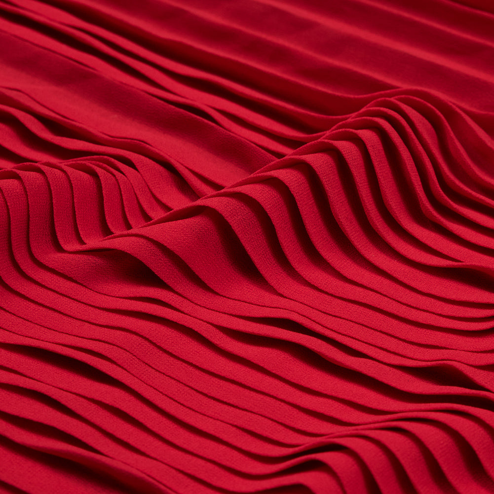 Accordion Pleated Chiffon - Tomato Red - Etereo Collection Accordion Pleated Chiffon - Tomato Red - Etereo Collection