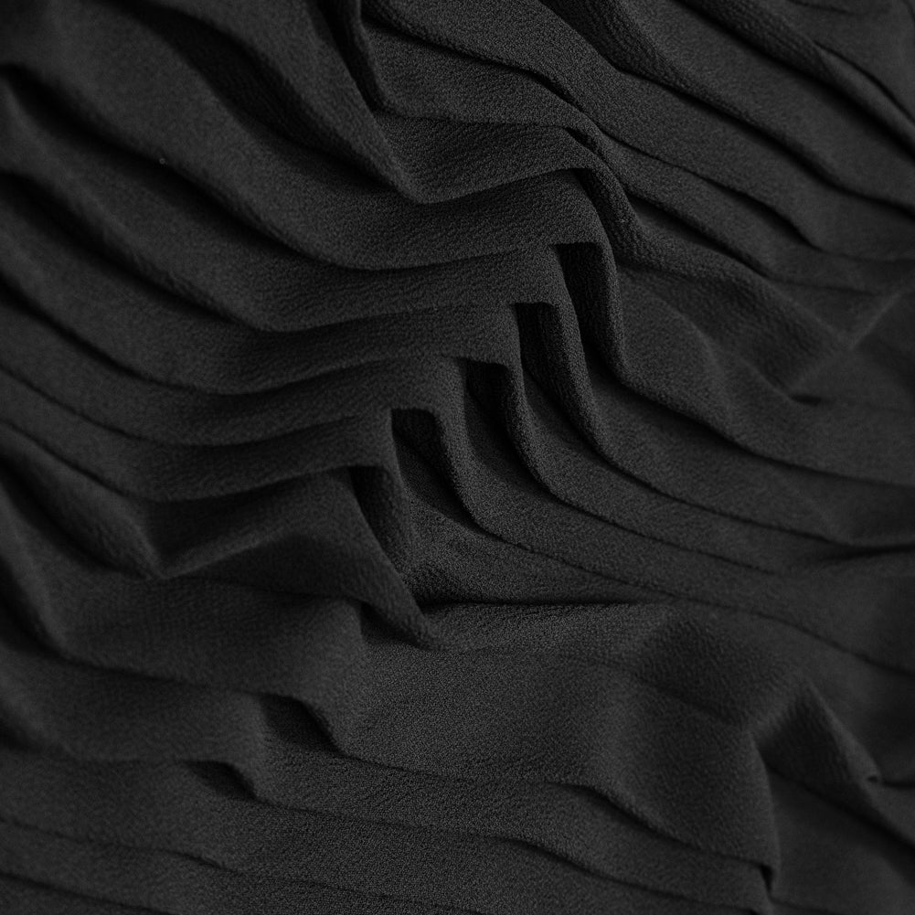 Accordion Pleated Chiffon - Black - Etereo Collection Accordion Pleated Chiffon - Black - Etereo Collection