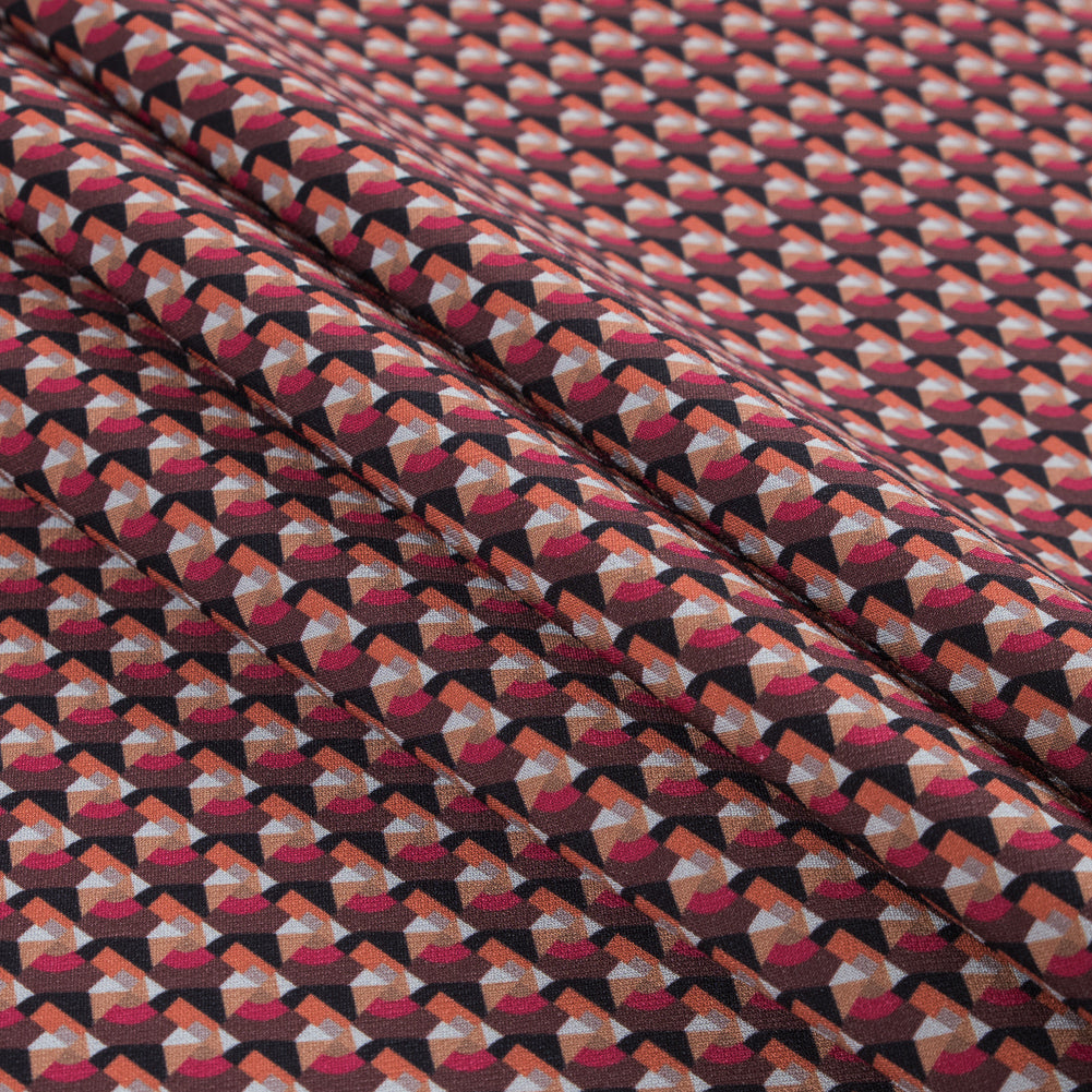 Scarlet and Mustang Geometric Double Faced Stretch Polyester Crepe - Folded Scarlet and Mustang Geometric Double Faced Stretch Polyester Crepe - Folded