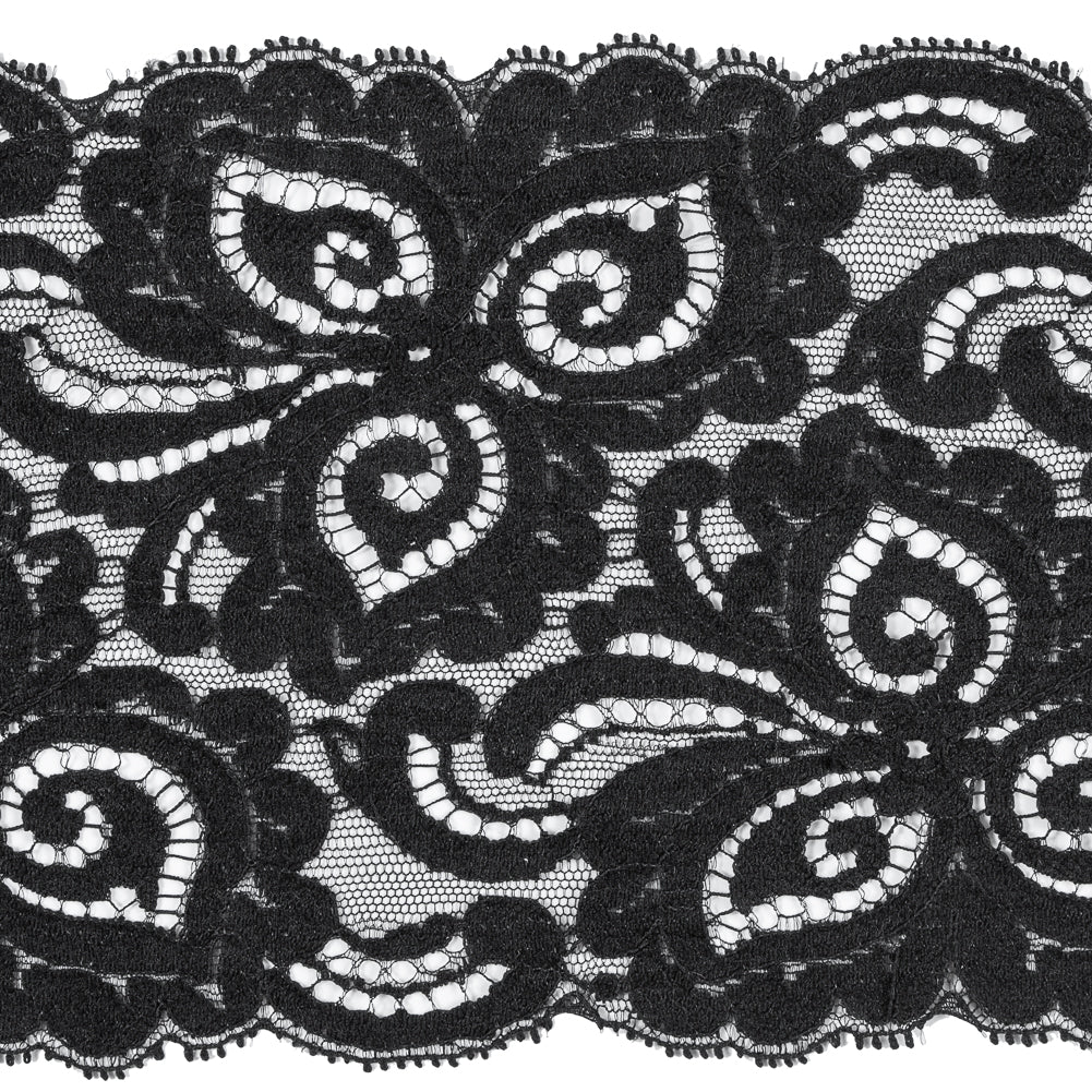 Black Floral Lace Trim - 5" Detail Black Floral Lace Trim - 5" Detail