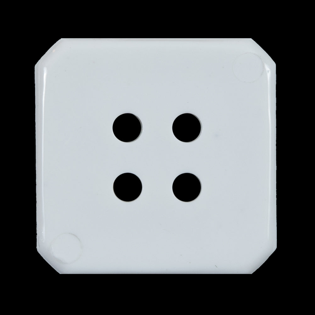 White Square Bevel Cut Button - 48L/30mm - Detail White Square Bevel Cut Button - 48L/30mm - Detail