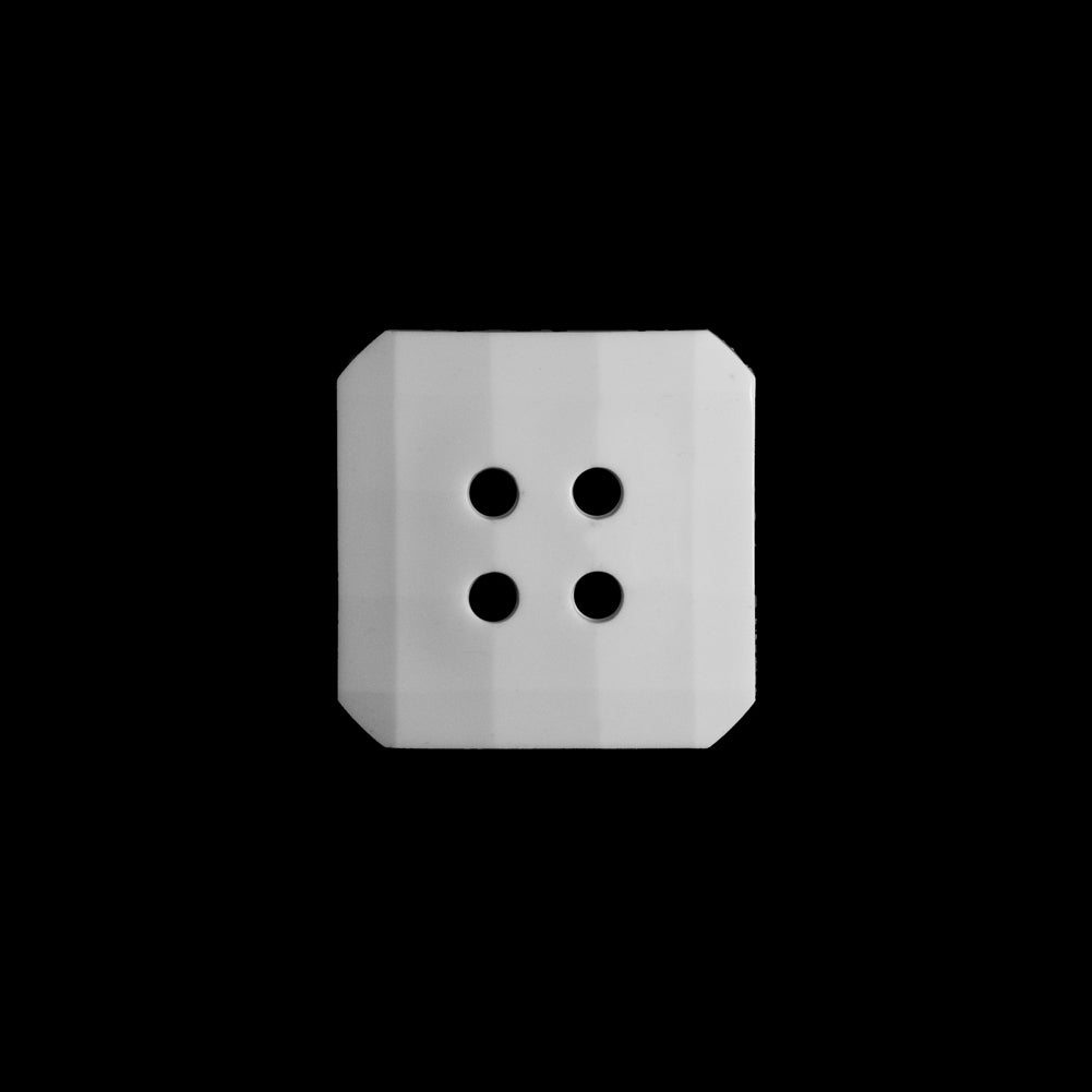 White Square Bevel Cut Button - 24L/15mm White Square Bevel Cut Button - 24L/15mm