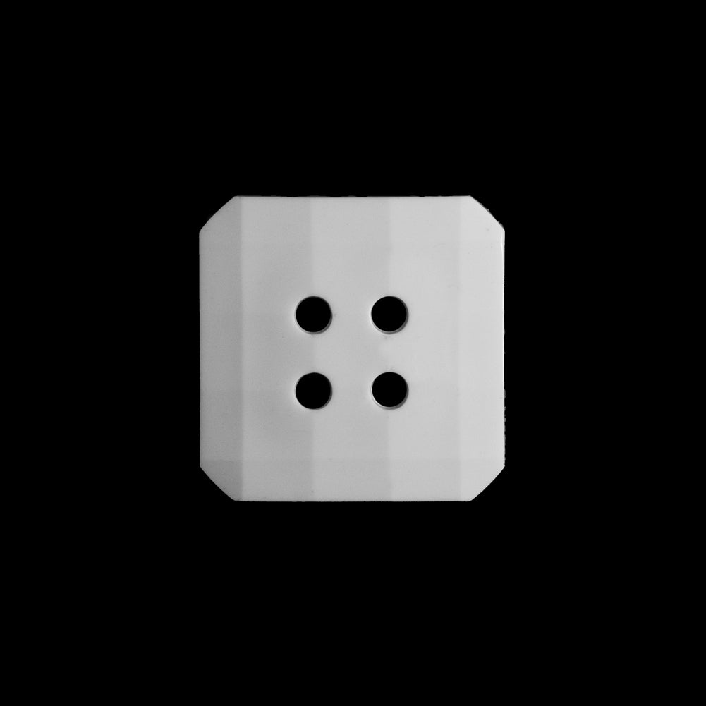 White Square Bevel Cut Button - 28L/18mm White Square Bevel Cut Button - 28L/18mm