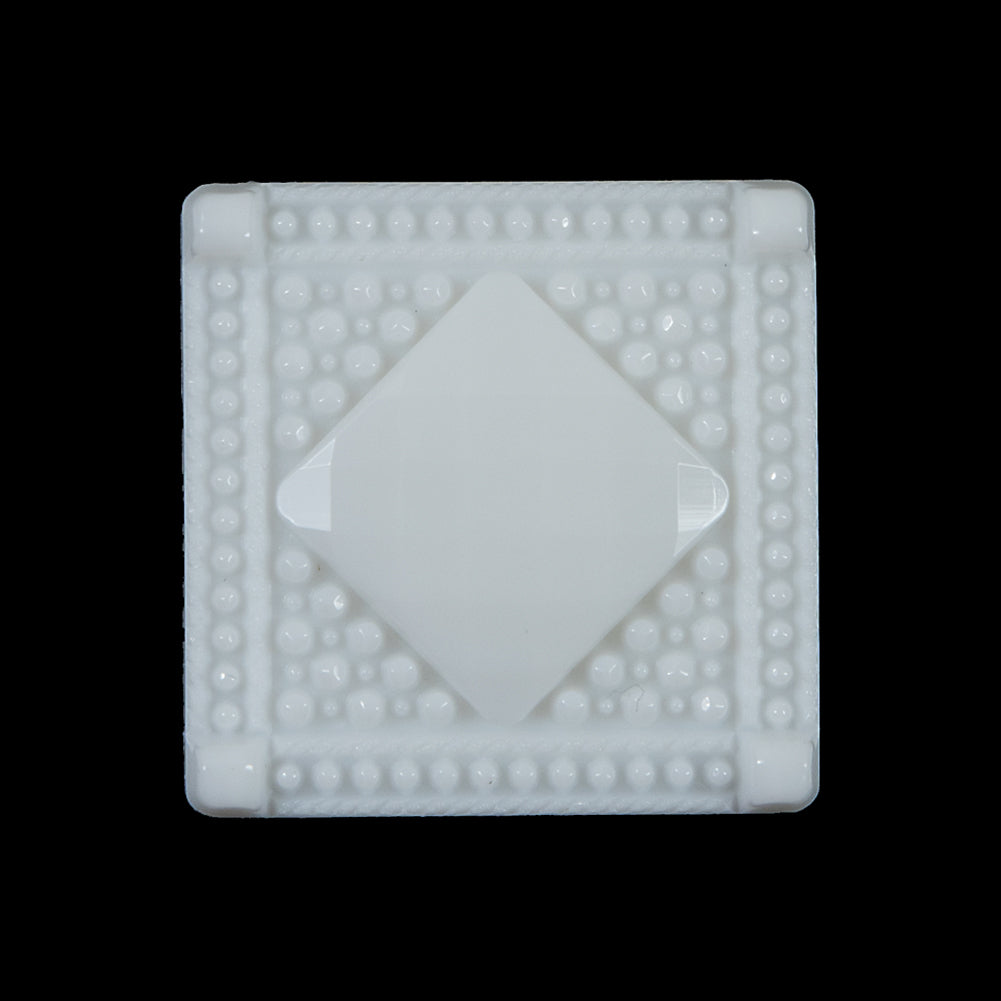 White Square Bevel Cut Button - 44L/28mm White Square Bevel Cut Button - 44L/28mm