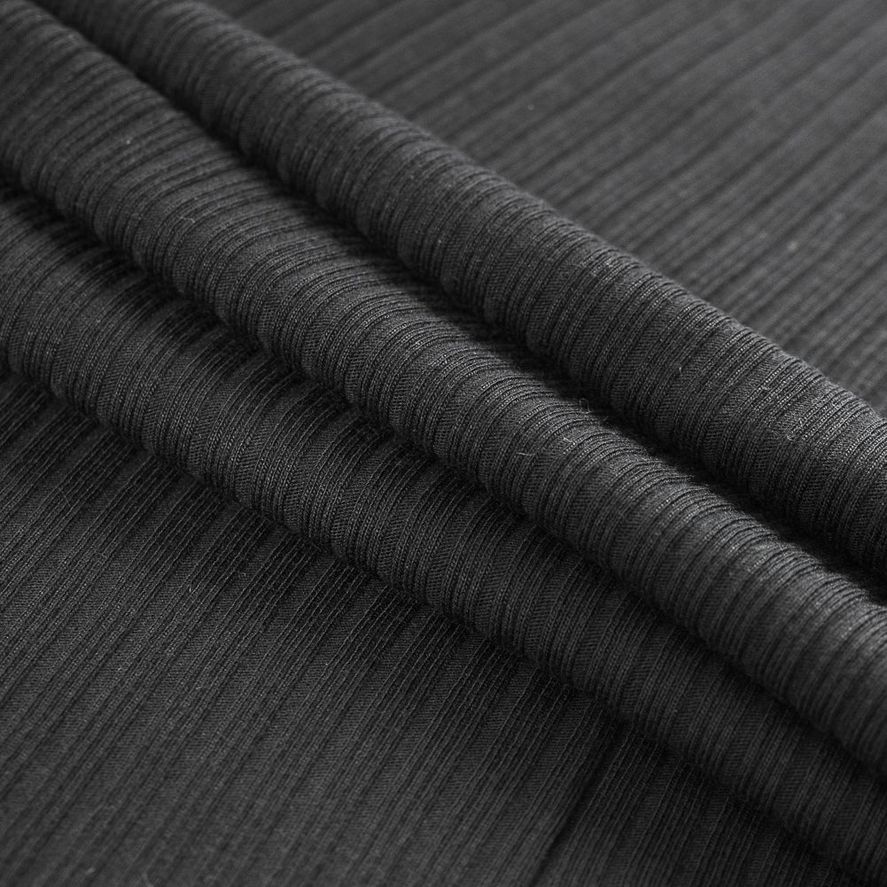 Black Stretch Tubular Rib Knit Folded Black Stretch Tubular Rib Knit Folded