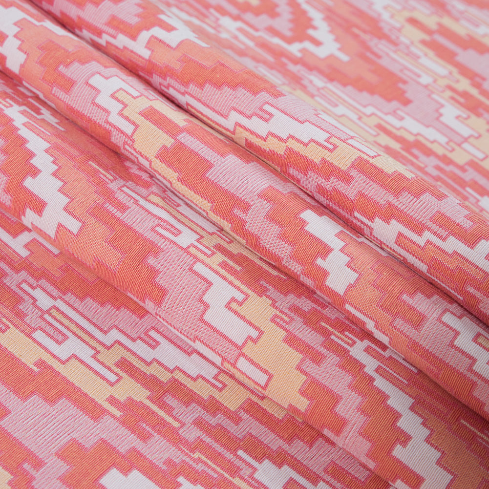 Peach Pink and Golden Haze Geometric Blended Cotton Woven Folded Peach Pink and Golden Haze Geometric Blended Cotton Woven Folded