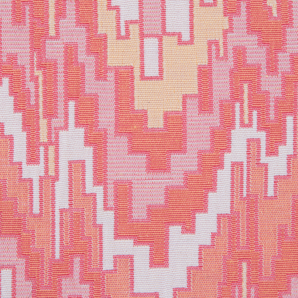 Peach Pink and Golden Haze Geometric Blended Cotton Woven Detail Peach Pink and Golden Haze Geometric Blended Cotton Woven Detail