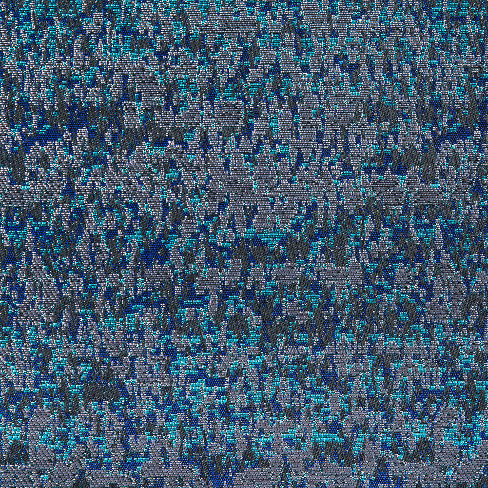 Metallic Dazzling Blue, Tropical Green and Silver Abstract Brocade Detail Metallic Dazzling Blue, Tropical Green and Silver Abstract Brocade Detail