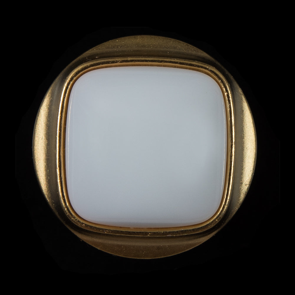 White and Gold Plastic Shank-Back Button - 50L/32mm White and Gold Plastic Shank-Back Button - 50L/32mm