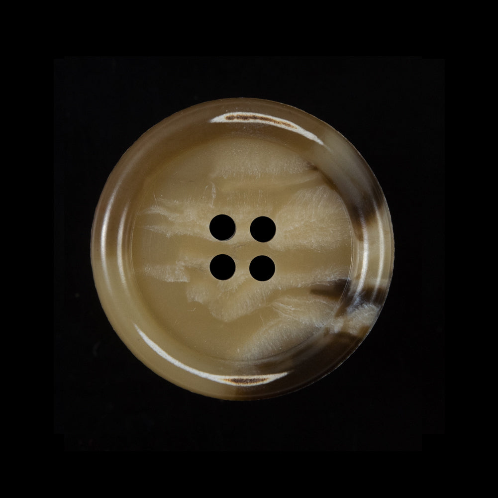 Beige and Brown Rimmed Plastic Button - 40L/25.5mm Beige and Brown Rimmed Plastic Button - 40L/25.5mm